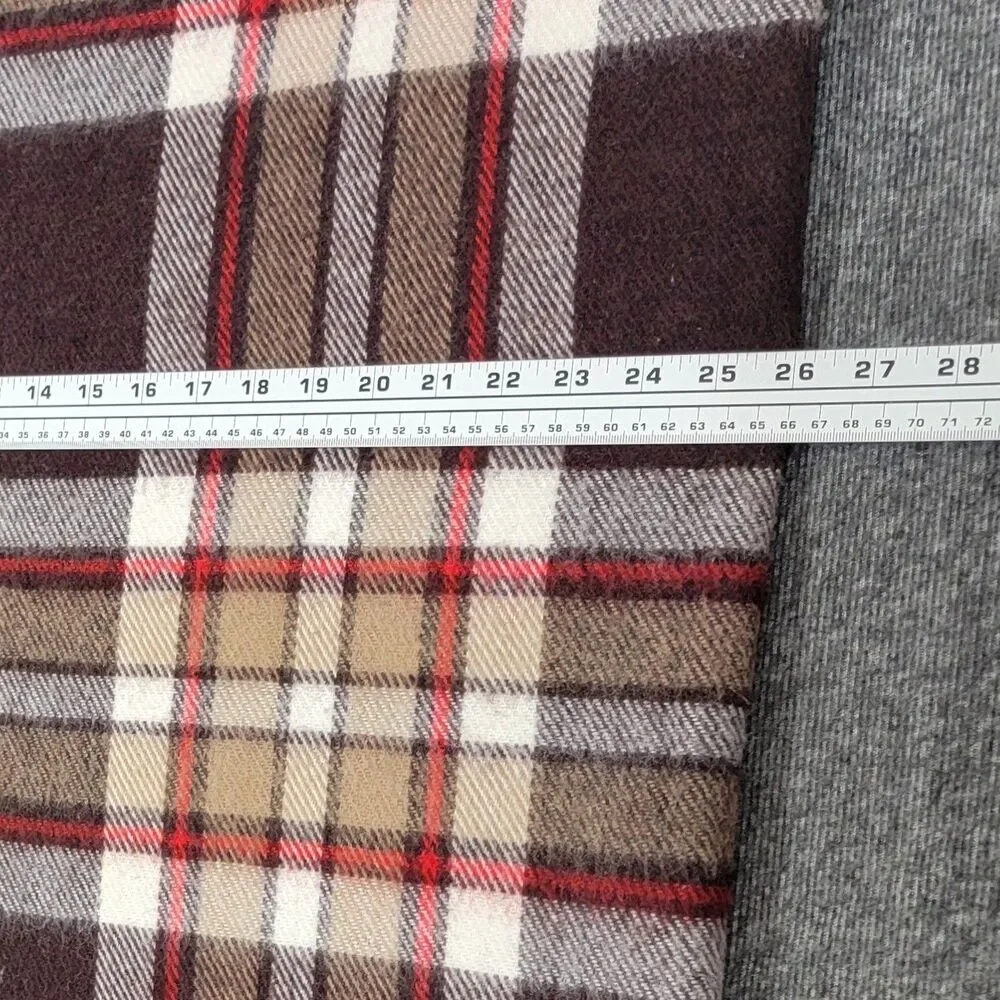 Vintage 60s Faribo Throw Blanket Brown Plaid 100% Wool Stadium Picnic USA 40x52